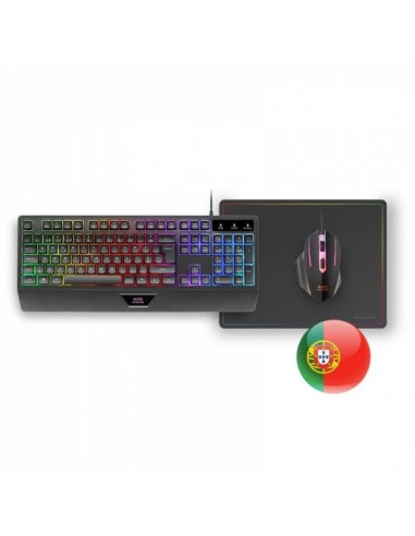 Mars Gaming MCP124 Combo Gaming 3en1 - Teclado H-Mech RGB - Raton 3200 DPI Switches HUANO - Alfombrilla Nanotextil Rainbow -