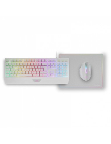 Mars Gaming MCP124 Combo Gaming 3en1 - Teclado H-Mech Ergonomico - Raton RGB Switches HUANO - Alfombrilla Nanotextil Rainbow