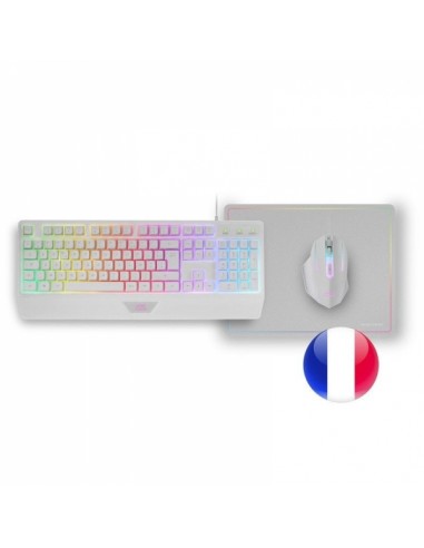 Mars Gaming MCP124 Combo Gaming 3en1 - Teclado H-Mech RGB - Raton Optico HUANO - Alfombrilla Nanotextil Rainbow -