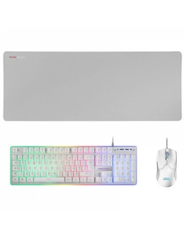 Mars Gaming MCPX Combo Gaming Premium - Teclado H-MECH - Raton 10K DPI - Alfombrilla XXL - Iluminacion FRGB - Multiplataforma