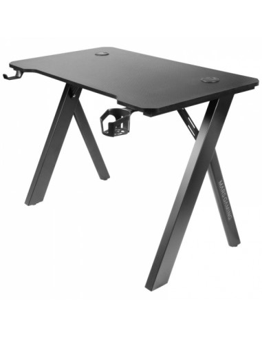 Mars Gaming MGD100RGB Mesa Gaming - Iluminacion RGB Control Remoto - Estructura Acero - Tablero Fibra de Carbono - Soportes