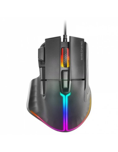 Mars Gaming MM-XT Raton Gaming - Iluminacion RGB - Sensor 12800 DPI - 9 Botones HUANO - Cable Feather Paracord - Compatible