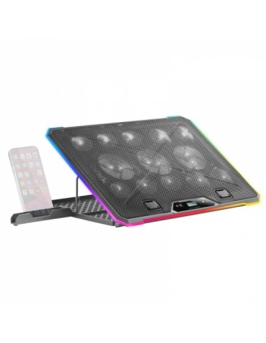 Mars Gaming MNBC13 Base de Refrigeracion - 13 Ventiladores Ultrasilenciosos - Iluminacion RGB Personalizable - Pantalla LCD -