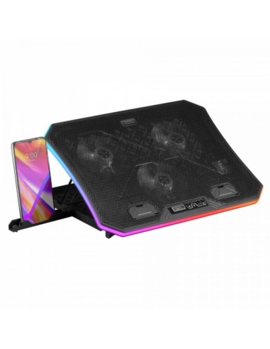 Mars Gaming MNBC6 Base de Refrigeracion - Iluminacion ARGB 10 Modos - Rejilla Metalica - Stand Ergonomico 7 Posiciones - 3