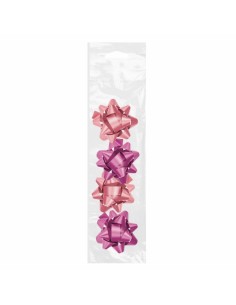 Dohe Chic Pack de 4 Lazos para Regalo - Forma de Estrella - Tamaño 6.5cm - Color Rosa