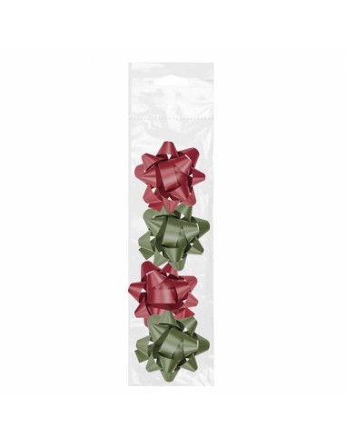 Dohe Chic Pack de 4 Lazos para Regalo - Forma de Estrella - Tamaño 6.5cm - Colores Rojo y Verde