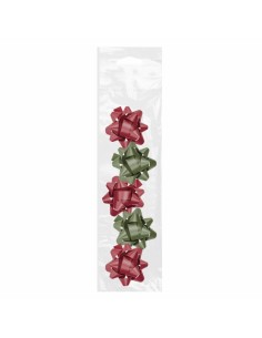 Dohe Chic Pack de 5 Lazos para Regalo - Forma de Estrella - Tamaño 5.6cm - Colores Rojo y Verde
