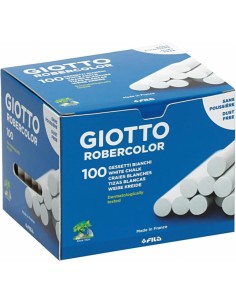Giotto Robercolor Pack de 100 Tizas Redondas - Testadas Dermatologicamente - Compactas y Duraderas - Color Blanco