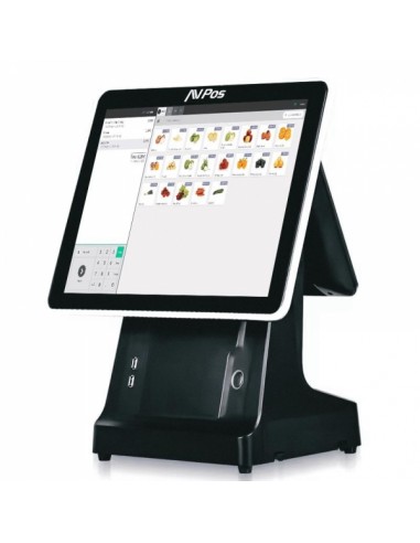 AVPos TPV K6000 15 Tactil - Impresora Integrada - 2-Pantalla 9 7 - I5 - 8gb Memoria - SSD 128gb - VGA y HDMI - Color Negro