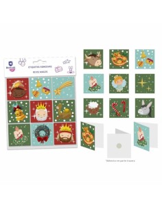 Bismark Pack de 9 Tarjetas de Felicitacion Navideña - Adhesivo en la Parte Trasera - Diseños Variados
