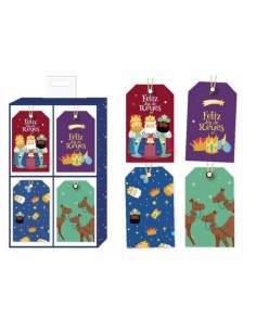 Bismark Pack de 24 Etiquetas Colgantes para Regalos - 4 Diseños Navideños - Incluyen Cordon
