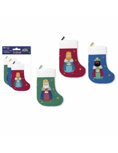 Bismark Pack de 3 Calcetines Decorativos Reyes Magos - Con Cinta para Colgar