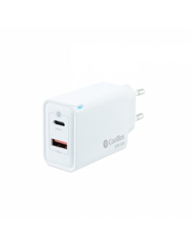 Coolbox Cargador de Pared GaN 45W USB-C USB-A Carga Rapida - Compacto - Compatible con Multiples Dispositivos - Tecnologia