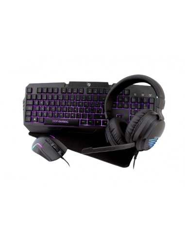 Coolbox Deep-XWING2 Kit Gaming - Teclado Retroiluminado - Raton Ergonomico - Auriculares con Microfono - Alfombrilla