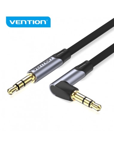 Vention Cable Auxiliar Estereo - Angulo de 90° - Chapado en Oro - Conductor de Cobre Esmaltado - Revestimiento de Aleacion