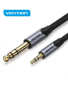 Vention Cable de Conexion Stereo - Jack 3.5mm a Jack 6.3mm - 5m - Contactos Dorados - Aislamiento PVC - Color Gris