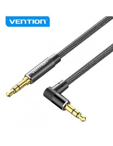 Vention Cable de Audio - Conector Angulo 90-- Chapado en Oro - Carcasa de Aluminio - Cobre Esmaltado - TPE Trenzado - Color