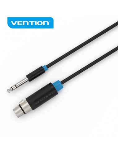 Vention Cable de Audio - Jack 6.5mm a XLR - Conector Estereo - Material PVC Resistente - Alta Calidad de Sonido - Color Negro