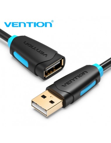 Vention Cable Extension USB 2.0 - Contactos Dorados - Transmision 0.48Gbps - Aislamiento PVC - Color Negro