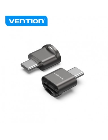 Vention Lector de Tarjetas MicroSD - Interfaz USB 2.0 - Tipo C - Proceso de Galvanoplastia Niquel - Color Negro