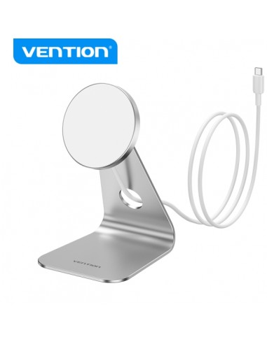 Vention Cargador Inalambrico - USB-C - Aleacion de Aluminio - Potencia 15W 10W 7.5W 5W - Color Plata