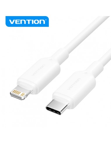 Vention Cable USB-C a Lightning - Conector Niquelado - Potencia 27W - Corriente maxima 3A - Color Blanco