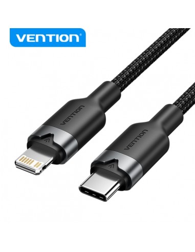 Vention Cable de Carga USB-C Lightning - Aluminio Trenzado - 480Mbps - 3A - 27W Max - Color Negro