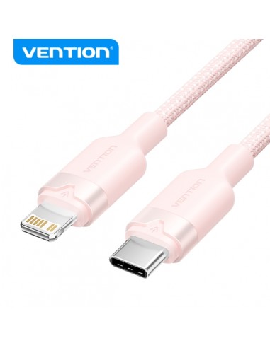 Vention Cable de Carga USB-C Lightning - Aluminio Trenzado - 480Mbps - 3A - 27W Max - 2m - Color Rosa