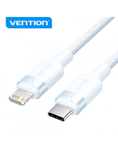 Vention Cable de Carga USB-C Lightning - Aluminio y Algodon Trenzado - 480Mbps - 3A - 27W Max - Color Azul