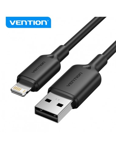 Vention Cable USB 2.0 Lightning - Galvanizado Nickel - Transmision 480Mbps - Salida 2.4A - Color Negro