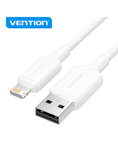 Vention Cable USB 2.0 Lightning - Transmision 480Mbps - Salida 2.4A - Conductor Bronce Enlatado - Color Blanco