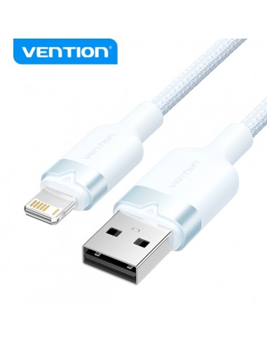 Vention Cable de Carga USB-A Lightning - Aluminio y Algodon Trenzado - 480Mbps - 2.4A - Color Azul