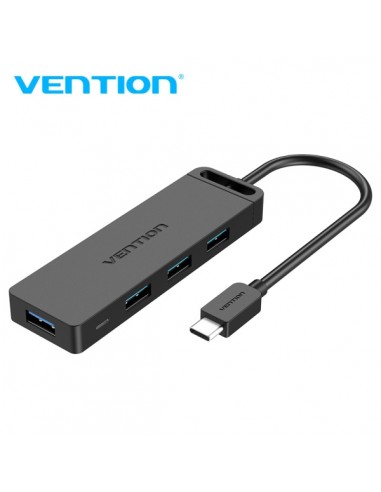 Vention Hub USB C 4 Puertos - Alta Velocidad 5 Gbps - Compatible OTG - Amplia Compatibilidad - Color Negro