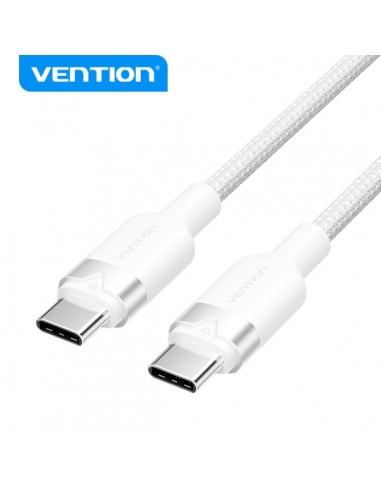 Vention Cable USB 2.0 Niquelado - 60W - 3A - 480Mbps - 2m - PVC-Aluminio - Color Blanco