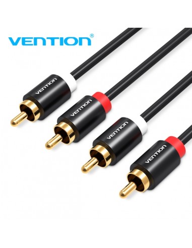 Vention Cable RCA Estereo - Interfaz Dorada Plateada - Conductor de Bronce Esmaltado - Material de Aluminio y PVC - Color