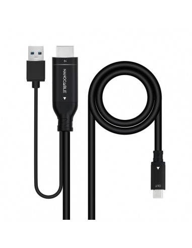 Nanocable Cable Conversor HDMI Macho a USB-C Macho - Longitud 1.8m - Color Negro