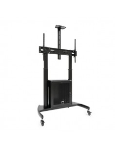 Tooq Narnia Soporte de Suelo con Ruedas para Pantallas de 60-100" - Armario Inferior y Bandeja Superior Regulable para Webcam