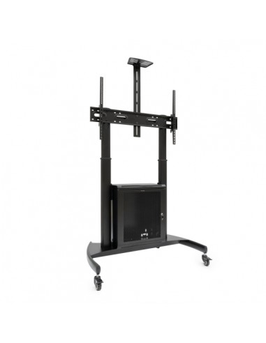 Tooq Narnia Soporte de Suelo con Ruedas para Pantallas de 60-100" - Armario Inferior y Bandeja Superior Regulable para Webcam