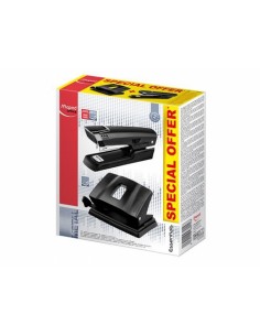 Maped Essentials Metal Pack de Grapadora Metalica E3543-Taladro Metalico E4024 - Grapa hasta 25 Hojas a la Vez - Admite