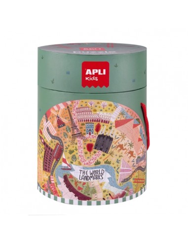 Apli Puzzle Circular Monumentos de 48 Piezas - Tamaño Ø50cm - Poster para Facilitar Montaje - Recomendado para Niños a