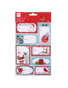 Apli Pack de 8 Etiquetas Adhesivas Navideñas para Regalos - Tamaños y Diseños Surtidos - Espacio para Escribir