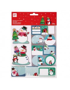 Apli Pack de 50 Etiquetas Adhesivas Navideñas para Regalos - Tamaños y Diseños Surtidos - Espacio para Escribir