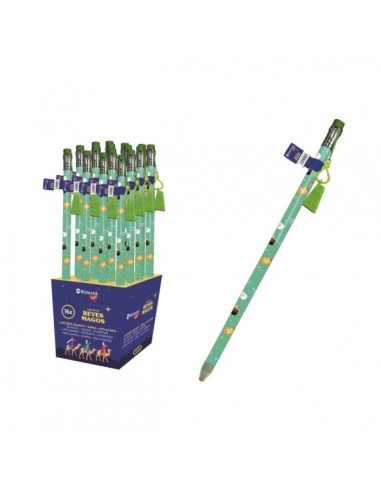 Bismark Lapiz Gigante Diseño Reyes Magos - Con Goma de Borrar y Sacapuntas - Medidas 38x1.5cm