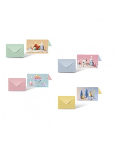 Bismark Pack de 24 Tarjetas de Felicitacion Navideña con Sobre Pastel - Tamaño Tarjeta 12.5x17.5cm - Diseños Variados