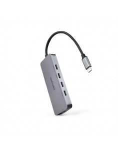 Nanocable Hub USB-C 3.2 con 4x Puertos USB-C 3.2-1 Puerto USB-C PD 100W - Velocidad de Transferencia de hasta 10Gbps -