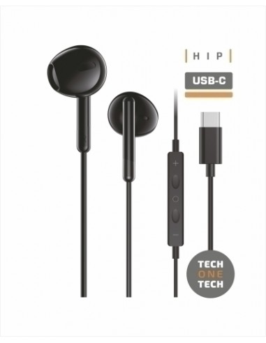 AURICULARES TECHONE BOTON USB-C NEGRO