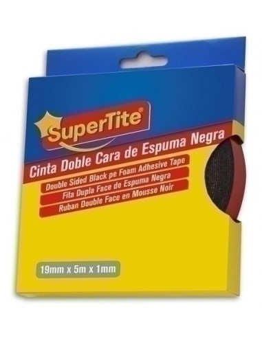 CINTA DOBLE CARA SUPERTITE 5mx19mm NEGRA