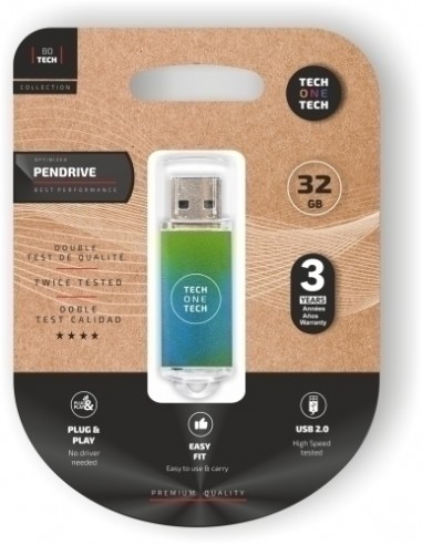 MEMORIA USB 32GB TECHONE BASIC GREEN