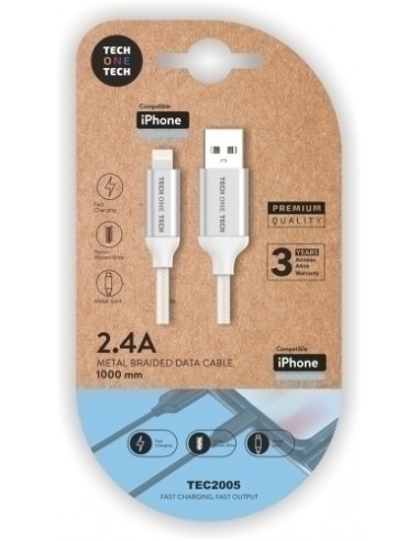 CABLE TECHONE USB-LIGHTNING BLANCO 1 m.