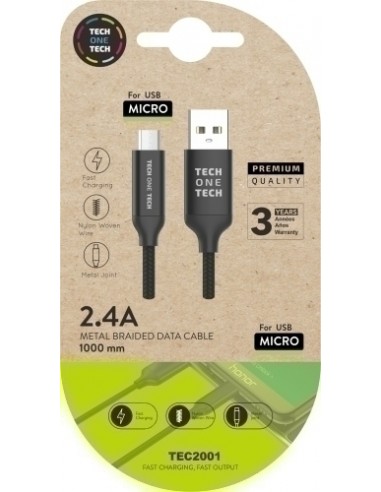 CABLE TECHONE USB-MICRO-USB NEGRO 1 m.